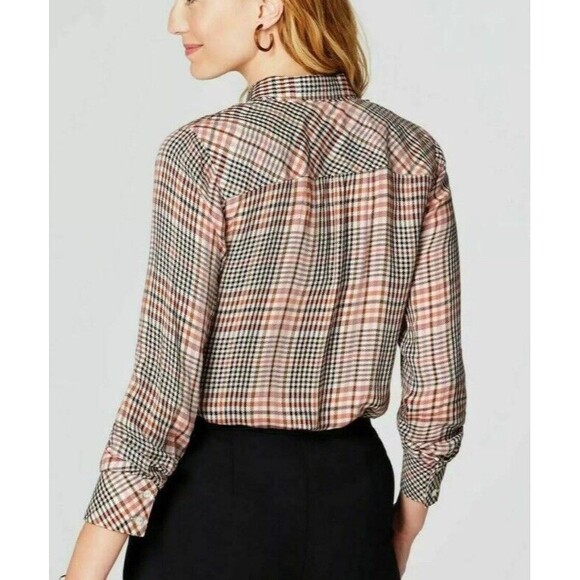 J Jill Glen Plaid Ruffle Placket Blouse‎ Top Multicolor Size Large Tall Feminine - Picture 10 of 11